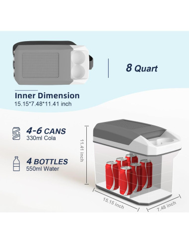 TREFAN Enfriador y Calentador Eléctrico 8 Litros 12V