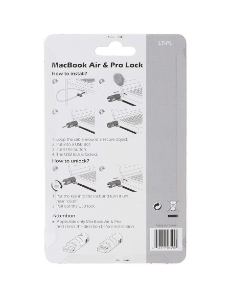 Candado de Seguridad USB 3.0 CTA Digital para MacBook