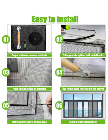 Kit de Reparación de Pantallas Moyios 121x305 cm Carbón