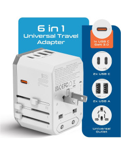 Adaptador de Viaje Universal Ceptics 70W USB-C y USB-A 2
