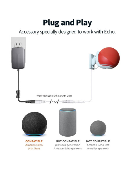 Cable de Extensión Tonton 15W 3,05m para Echo Dot y Fire TV