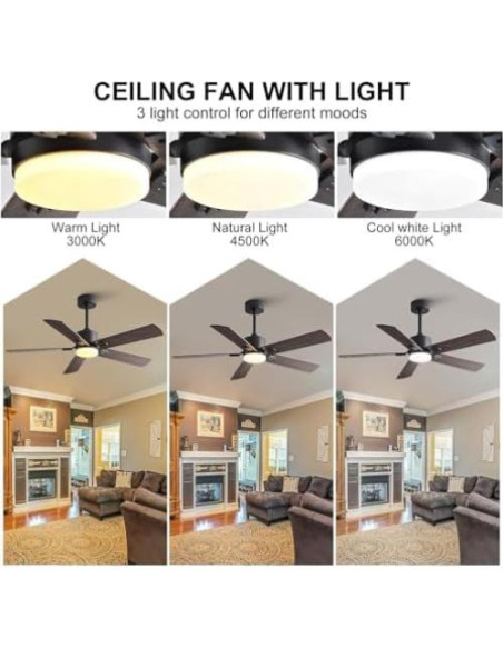 Ventilador de Techo KENSID 106,68 cm con Luz y Control Remoto
