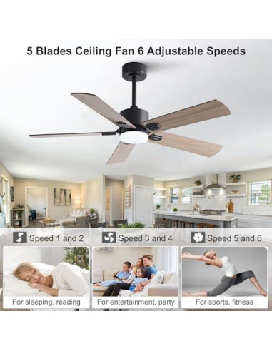 Ventilador de Techo KENSID 106,68 cm con Luz y Control Remoto