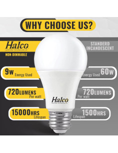 Bombillas LED Halco ProLed A19 9W 720 Lúmenes 6 Paquete 2