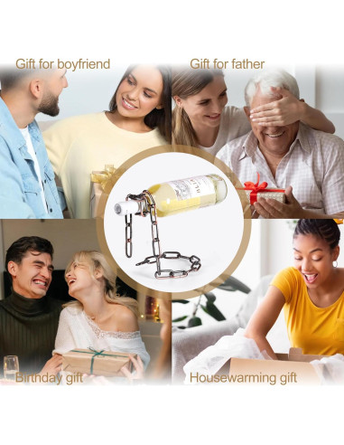 Soporte de Vino Flotante Yomktsvn 2PCS Plata y Marrón