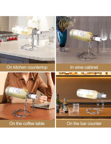 Soporte de Vino Flotante Yomktsvn 2PCS Plata y Marrón