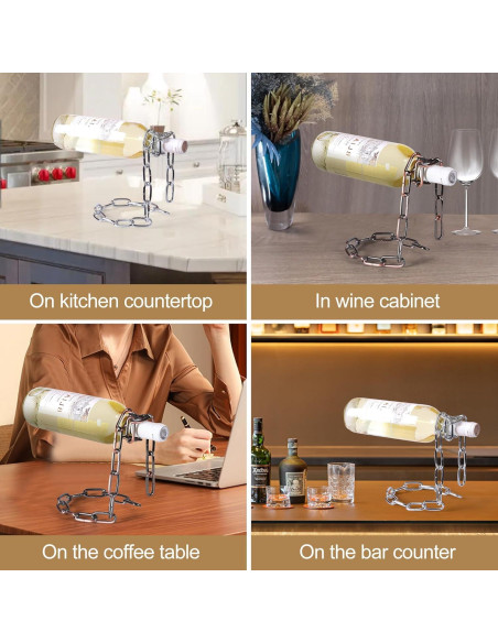 Soporte de Vino Flotante Yomktsvn 2PCS Plata y Marrón