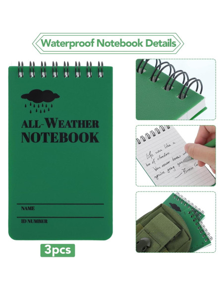 Cuaderno Impermeable Prudiut 3 Pcs Verde 7,62x12,7cm Cuaderno Impermeable Prudiut 3 Pcs Verde 7,62x12,7cm