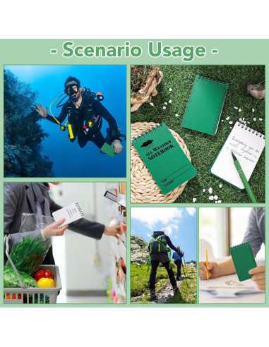 Cuaderno Impermeable Prudiut 3 Pcs Verde 7,62x12,7cm