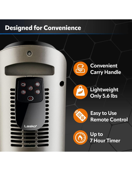 Calefactor Cerámico de Torre Lasko 1500W con Control Remoto