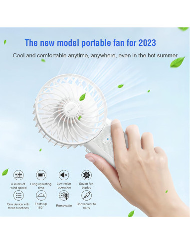 Ventilador de Mano Psecici AO-818 Plegable 180 4 Velocidades
