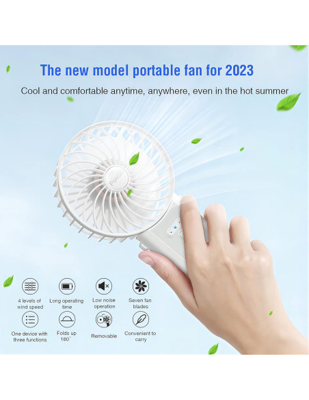 Ventilador de Mano Psecici AO-818 Plegable 180 4 Velocidades