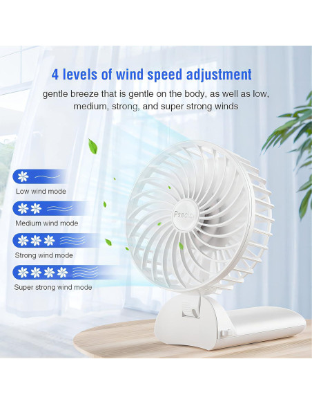 Ventilador de Mano Psecici AO-818 Plegable 180 4 Velocidades