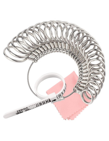 Kit Medidor de Tallas de Anillos CDBOVID - 27 Tallas Ajustables