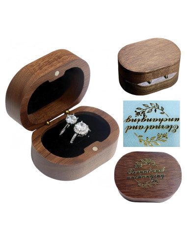 Caja de Anillos de Madera RUOMOODDZ Doble Ovalada Negra