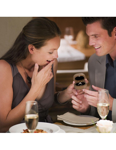 Caja de Anillos de Madera RUOMOODDZ Doble Ovalada Negra