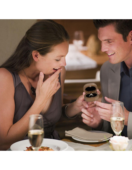 Caja de Anillos de Madera RUOMOODDZ Doble Ovalada Negra