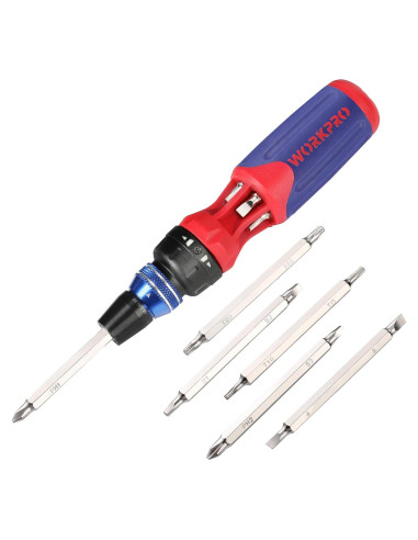 Destornillador Carraca 12-en-1 WORKPRO con Puntas Intercambiables