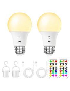 Bombillas LED recargables BOBOPAI E26 RGB 8W 2 Paquetes