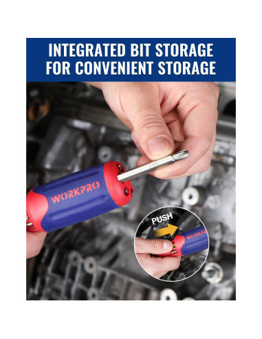 Destornillador Carraca 12-en-1 WORKPRO con Puntas Intercambiables