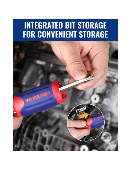 Destornillador Carraca 12-en-1 WORKPRO con Puntas Intercambiables