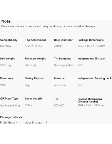 Cabezal de Fluido SmallRig 3259B para Trípode y DSLR