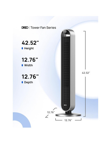 Ventilador de Torre Dreo Pilot Max 106 cm Silencioso 12 Velocidades