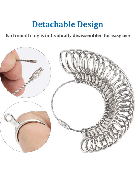 Medidor de Anillos de Acero Inoxidable 0-13 con Cinturón