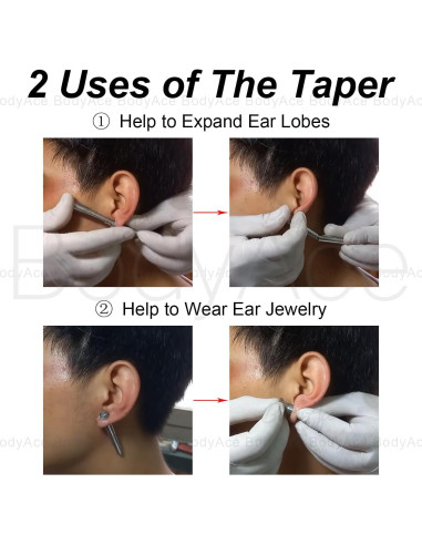 Taper BodyAce 1pc Acero Inoxidable 1.4mm a 11mm