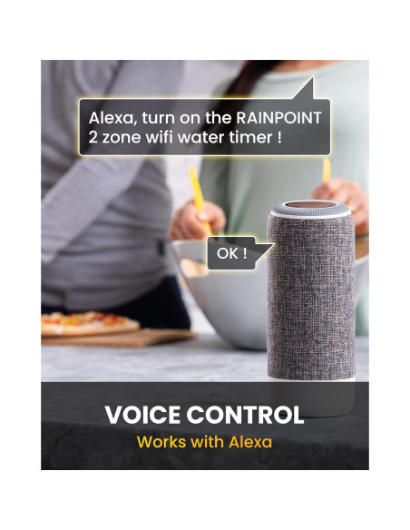 Temporizador de Riego RAINPOINT WiFi 2 Zonas Control Voz