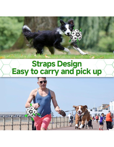 QDAN Balón de Fútbol para Perros Mediano 15 cm Interactivo