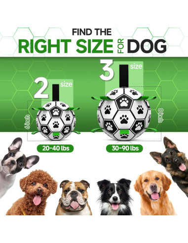 QDAN Balón de Fútbol para Perros Mediano 15 cm Interactivo