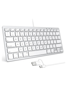 Teclado OMOTON con cable para Mac USB y Type-C Blanco