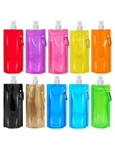 10 Botellas de Agua Colapsables Erinnmy 480ml A Prueba de Fugas