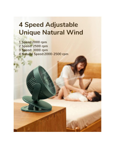 Ventilador Clip JISULIFE 3 en 1 Portátil 4000mAh Verde 2
