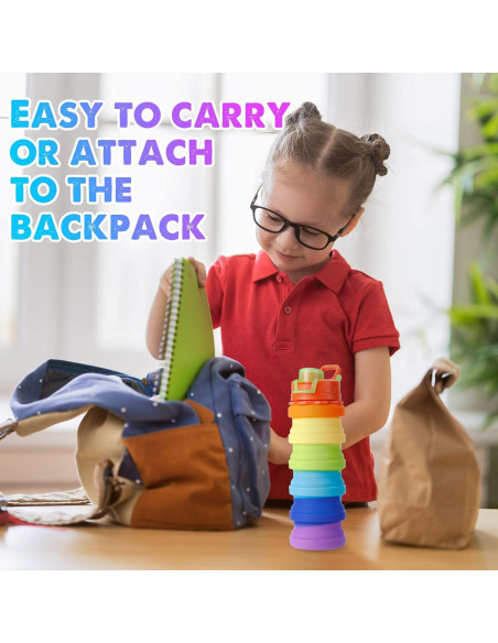 8 Botellas de Agua Plegables Silicona CHENGU 473ml Reutilizables 8 Botellas de Agua Plegables Silicona CHENGU 473ml Reutilizables