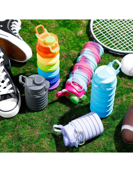 8 Botellas de Agua Plegables Silicona CHENGU 473ml Reutilizables 8 Botellas de Agua Plegables Silicona CHENGU 473ml Reutilizables