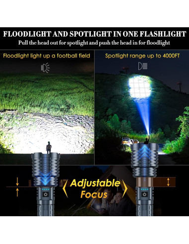 Linterna LED Weoxi XHP160-A8 2400000 Lúmenes IPX7 5 Modos