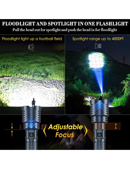 Linterna LED Weoxi XHP160-A8 2400000 Lúmenes IPX7 5 Modos