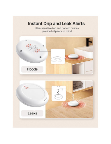 Detector de Fugas de Agua Wi-Fi X-Sense SWS0A41, 4 Sensores