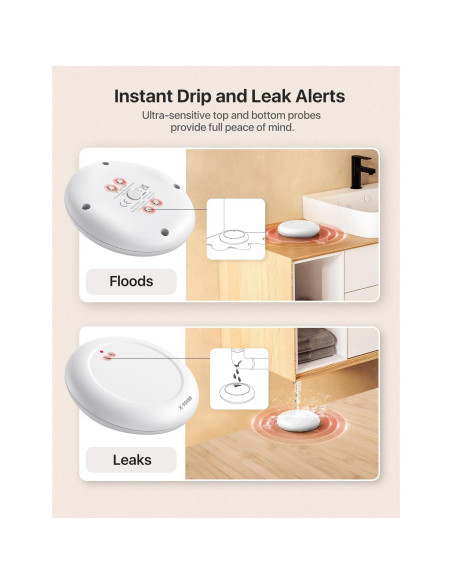 Detector de Fugas de Agua Wi-Fi X-Sense SWS0A41, 4 Sensores