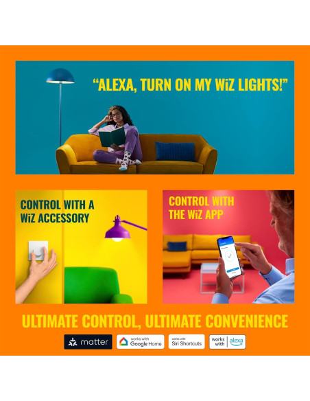 Bombilla LED inteligente WiZ A19 8.8W Multicolor E26 Bombilla LED inteligente WiZ A19 8.8W Multicolor E26