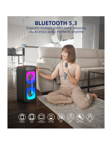 Máquina de Karaoke Gesnada K68 con 2 Micrófonos Inalámbricos