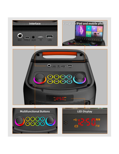 Máquina de Karaoke Gesnada K68 con 2 Micrófonos Inalámbricos