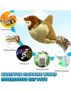 Juguete Interactivo para Gatos KreizyGo Gorrión con Catnip 2