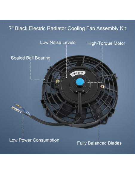 Ventilador Eléctrico de Radiador JDMSPEED 7" Negro 10 Aspas