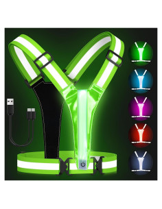Chaleco Reflectante LED Zacro Verde Brillante Ajustable para Correr