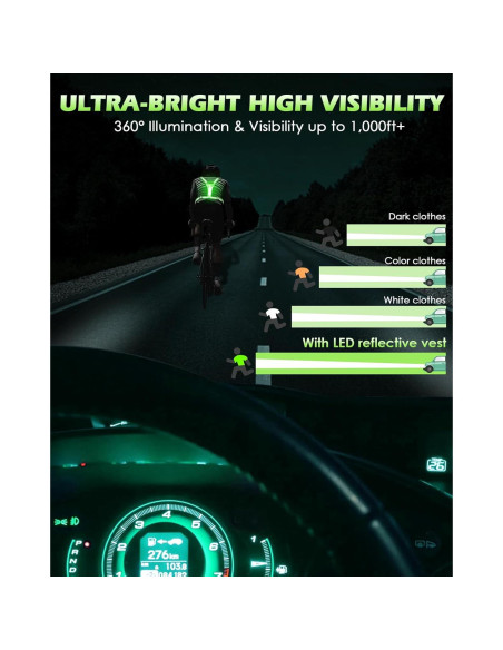 Chaleco Reflectante LED Zacro Verde Brillante Ajustable para Correr