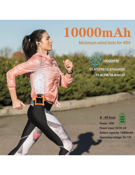 Ventilador Personal CAZOKASI K50 10000mAh Recargable Naranja Ventilador Personal CAZOKASI K50 10000mAh Recargable Naranja