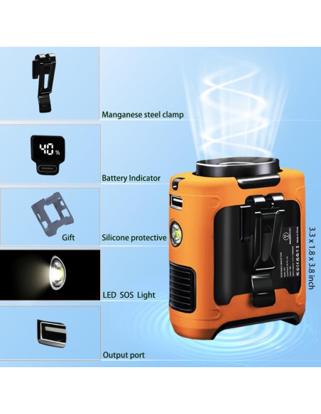 Ventilador Personal CAZOKASI K50 10000mAh Recargable Naranja Ventilador Personal CAZOKASI K50 10000mAh Recargable Naranja